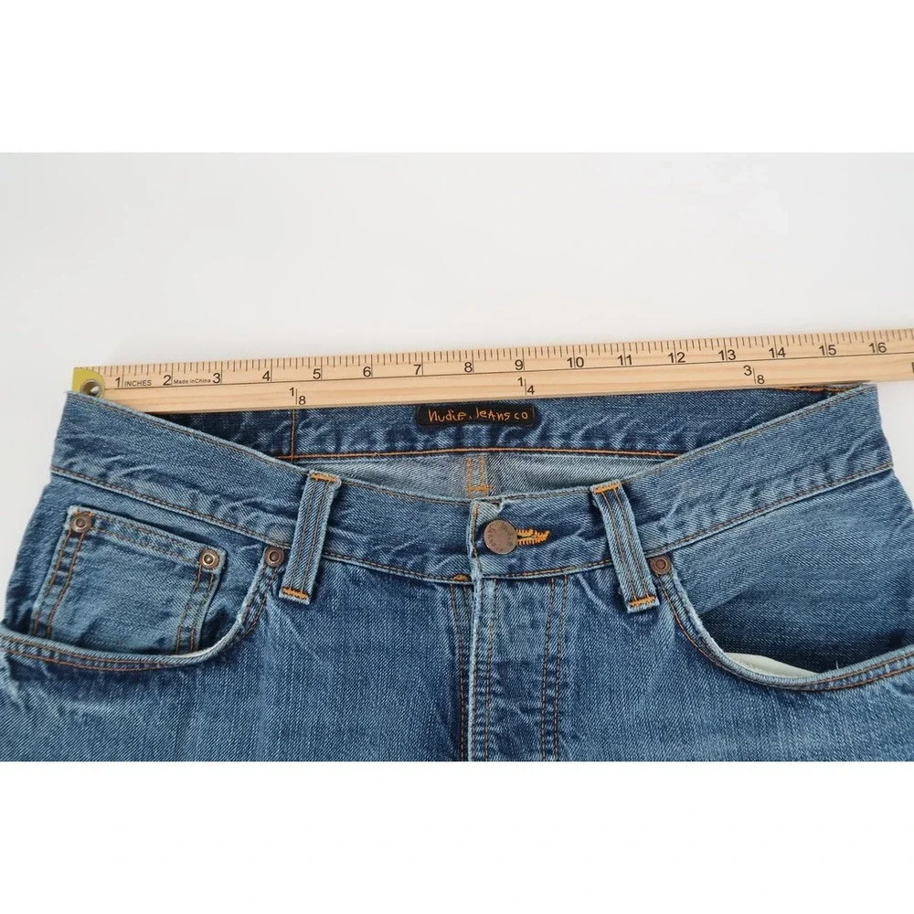Nudie‎ Jeans Men's Fearless Freddie Shaded Rain Cotton Denim Italy Size 31x32